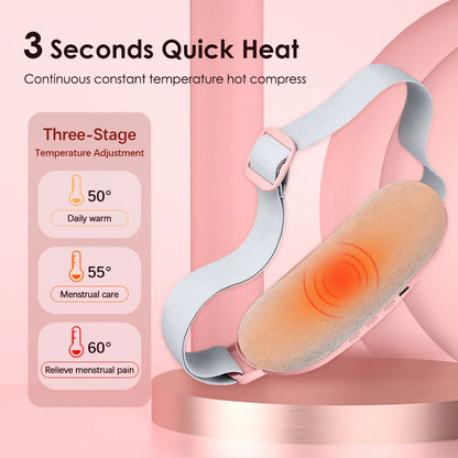 Electric Period Cramp Massager Vibrating Heating Belt for Menstrual Colic Relief Pain Waist Stomach Abdominal Warm Palace Belt